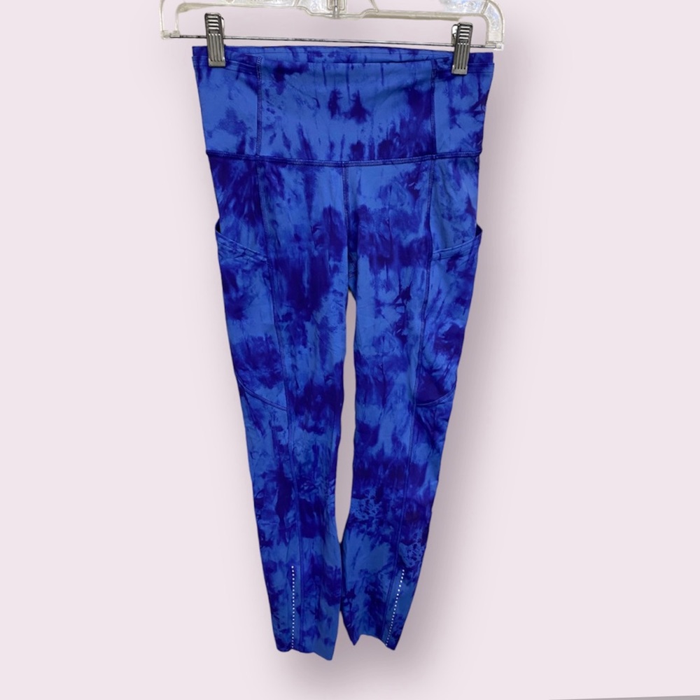 Lululemon Fast Free Tight II HR Game Day Blue Multi Reflective Blue Sz 4 25”